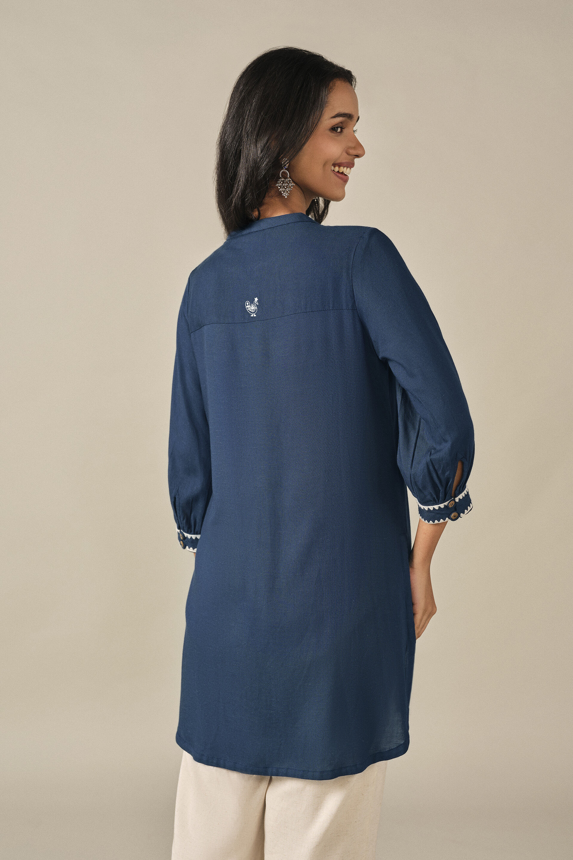 Embroidered Tunic in Indigo, Indigo, image 6